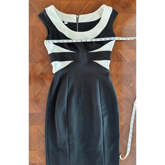 Maggy London Black White Sheath Dress Size 4 Colorblock Sleeveless - Picture 5 of 12